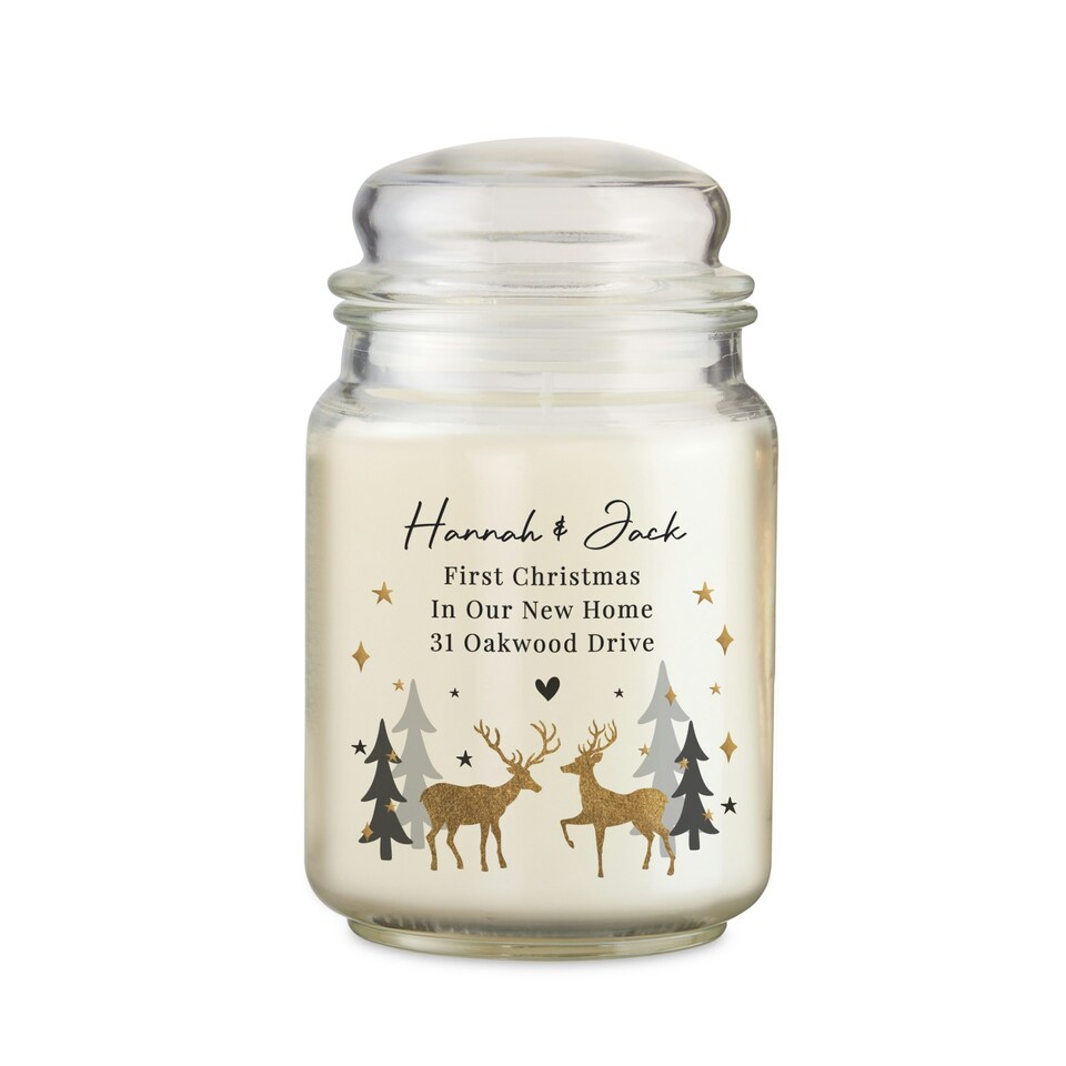 image 1 of Personalised Christmas Reindeer Large Candle Jar