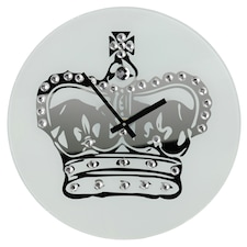 Maison by Premier Lizzy Glass Crown with Diamantes Wall Clock