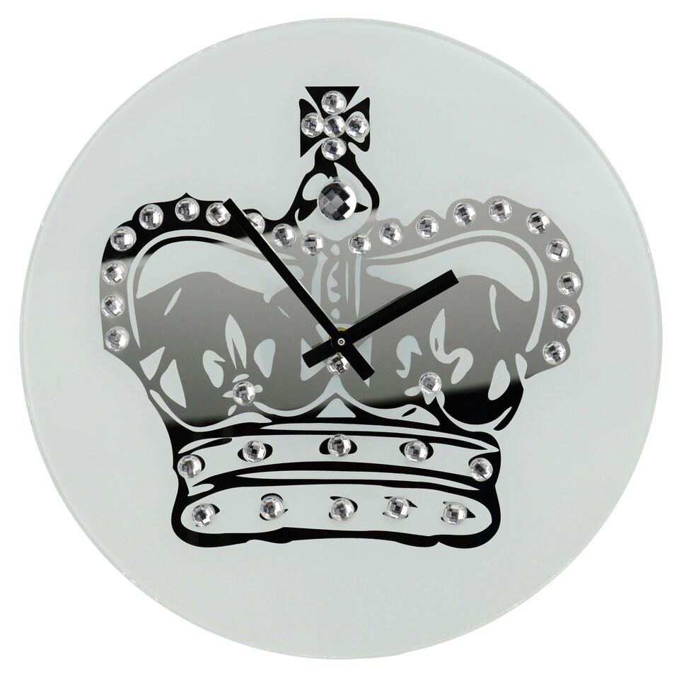 Maison by Premier Lizzy Glass Crown with Diamantes Wall Clock