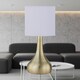 image 2 of Romana - Antique Brass Touch Table Lamp with White Pleated Shade