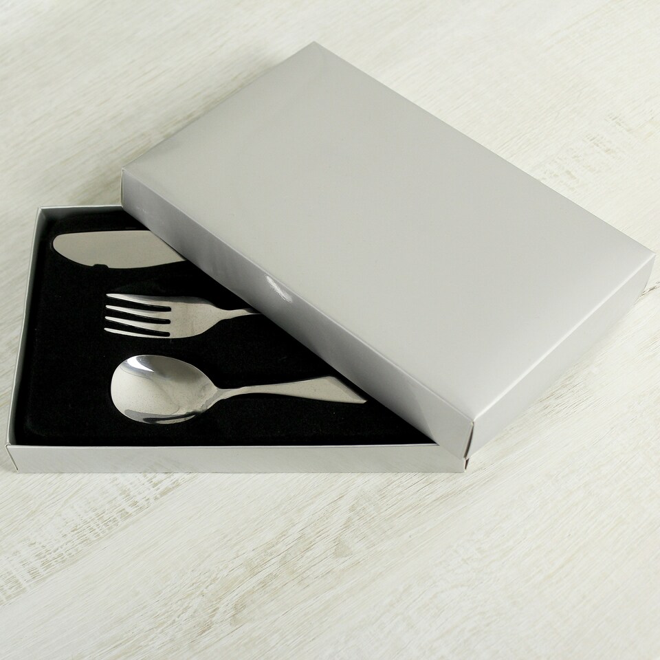 image 1 of Personalised 3 Piece Hessian Friends Cutlery Set