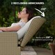 image 3 of Outsunny 5 Piece Rattan Garden Furniture Set with Recliner Chairs, Wicker Patio Conversation Set with Footstools, 2-Tier Glass Top Coffee Table, Cushions for Outdoor, Balcony, Porch, Light Grey