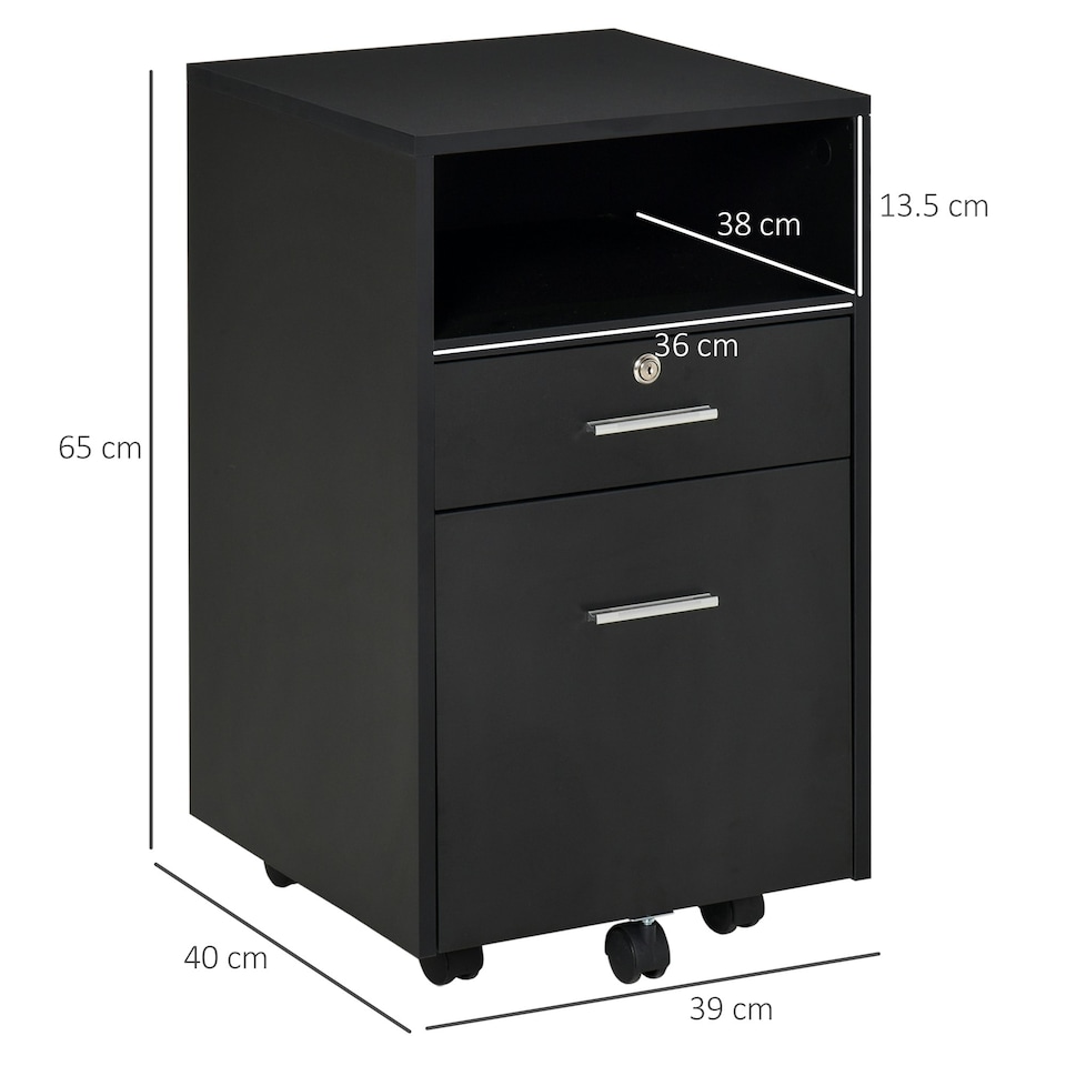 image 1 of Vinsetto Mobile File Cabinet Lockable Documents Storage w/ 5 Wheels Black