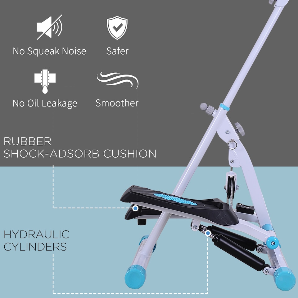 image 1 of HOMCOM Foldable Stepper Adjustable Step Machine with Handlebar LCD Display, White