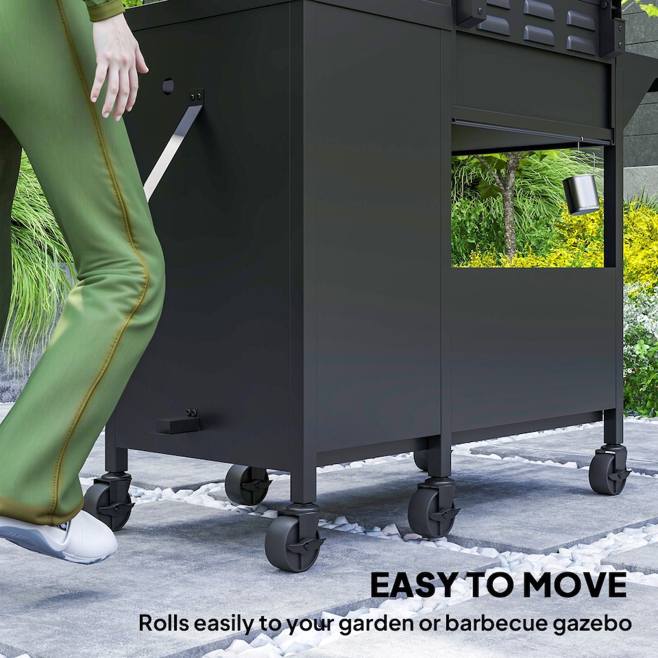 image 1 of Outsunny 9.5 kW Gas Barbecue with Burner, Storage Cabinet and Shelves