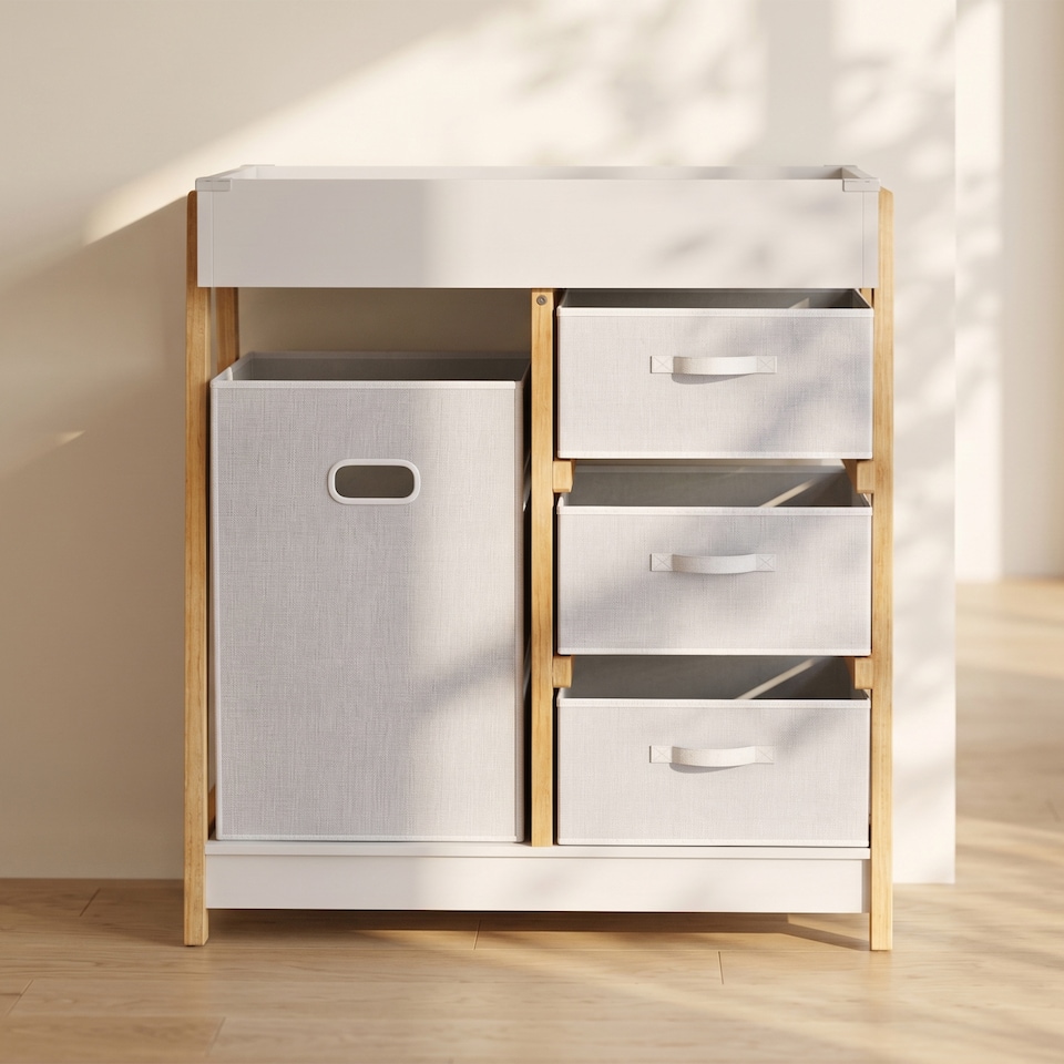 image 1 of AIYAPLAY Baby Changing Table with 3 Drawers, Basket, Waterproof Pad
