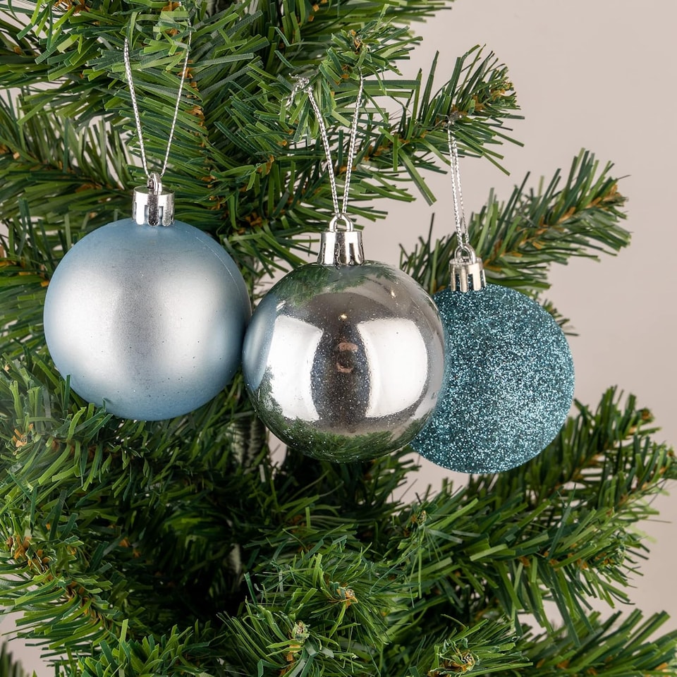 image 1 of 50mm/18Pcs Christmas Baubles Shatterproof Light Blue,Tree Decorations