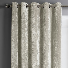 Intimates Crushed Velvet Ready Made Eyelet Curtains - 117cm x 137cm Cream | Natural
