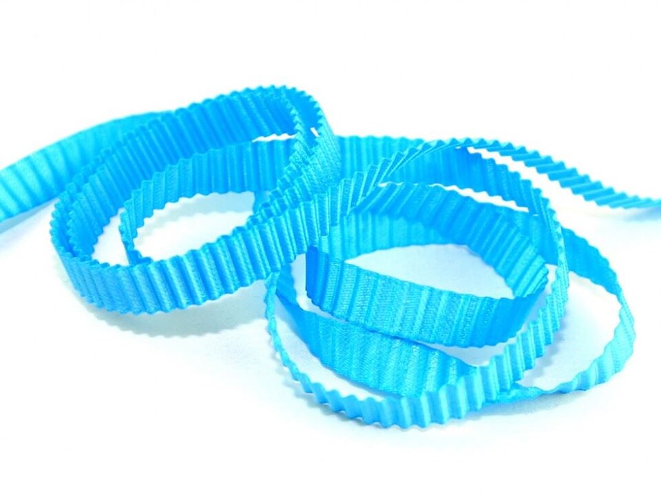 Minerva Turquoise 17mm Pleated Satin Ribbon for Dressmaking - per metre