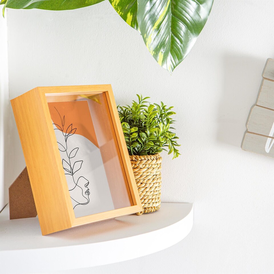 image 1 of Nicola Spring 5 x 7" Deep Photo Frame - Light Wood - 3D Deep Box Picture Frame Portrait Display Case (20 x 15cm)