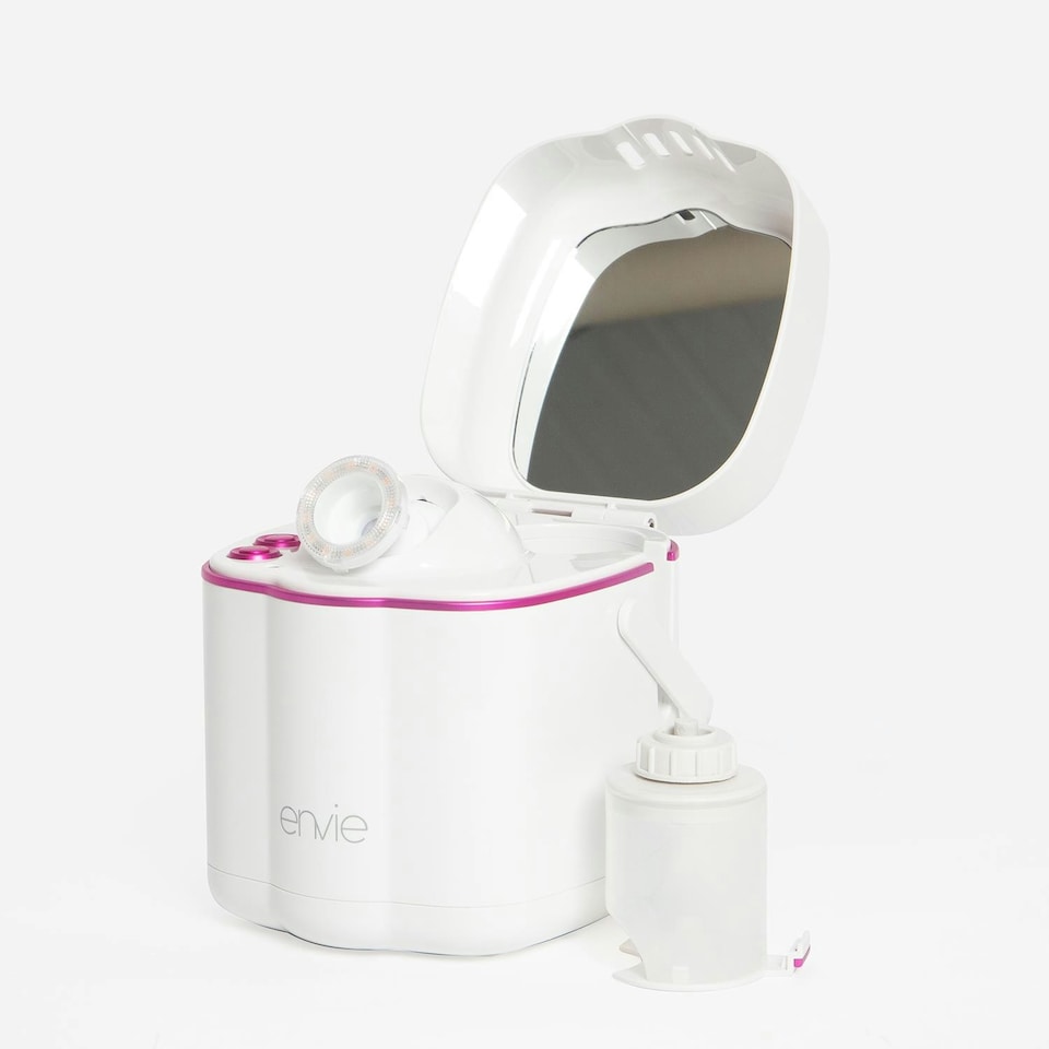 image 1 of Envie Ionic Portable Facial Steamer with LED Spa Light for Women, White