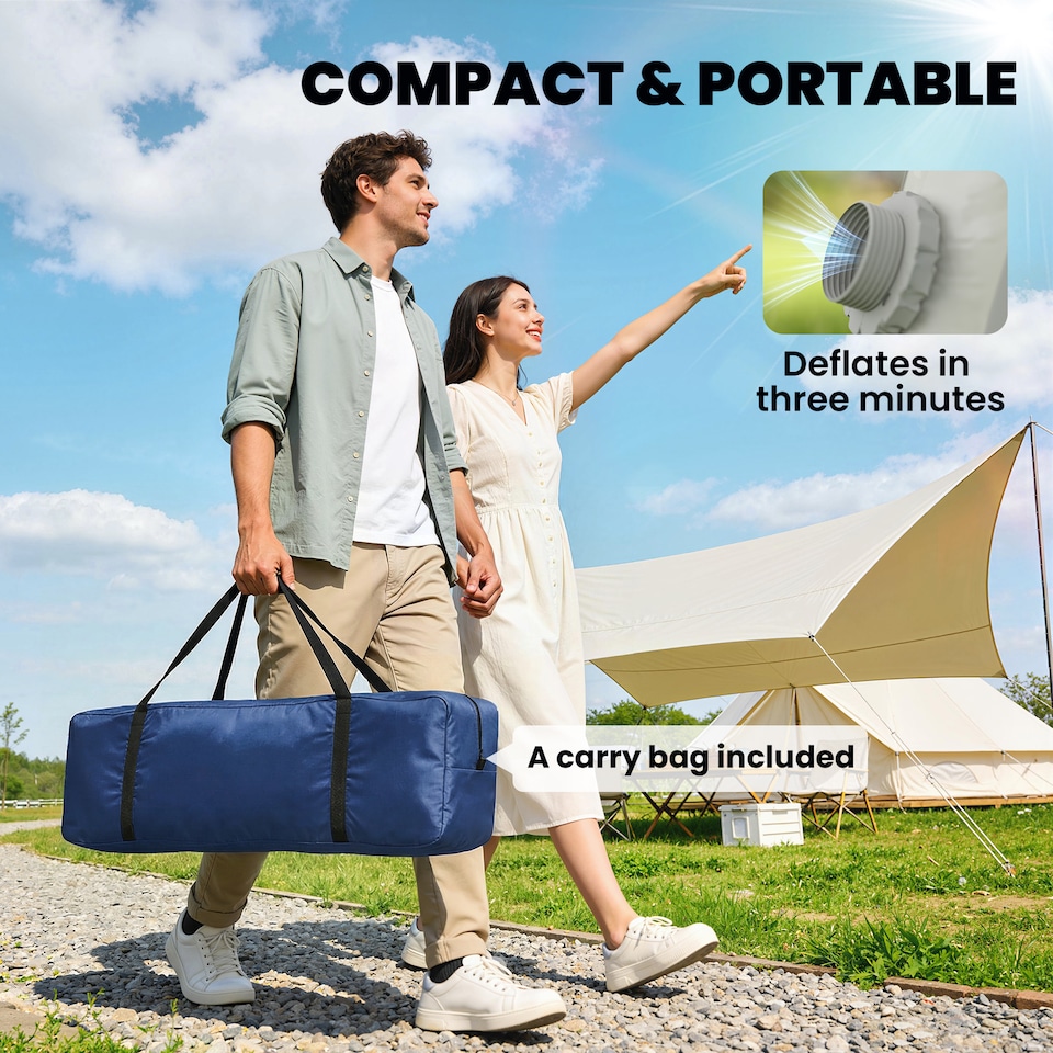 image 1 of Outsunny Inflatable Camping Tent, 2 Man Tent, Dark Blue | Blue | Dark blue | 210 x 210 x 160 cm