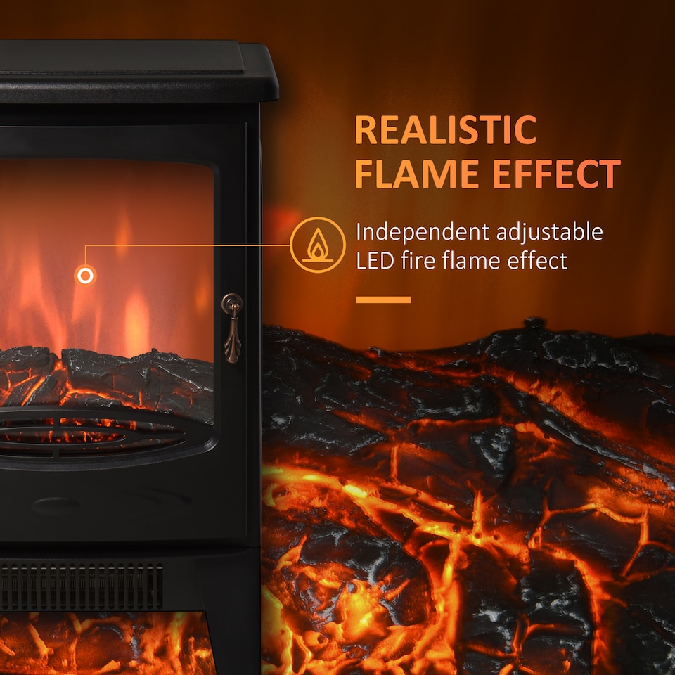 image 1 of HOMCOM 900W/1800W Freestanding Electric Fireplace w/ Adjustable Artificial Flame
