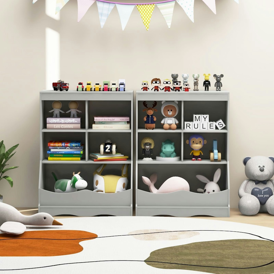 image 1 of COSTWAY Kids Storage Shelf Children Toy Storage Organizer | Grey