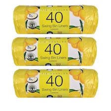 TidyZ Scented Tie Handle Swing Bin Liners 50L 40 Pack - Lemon
