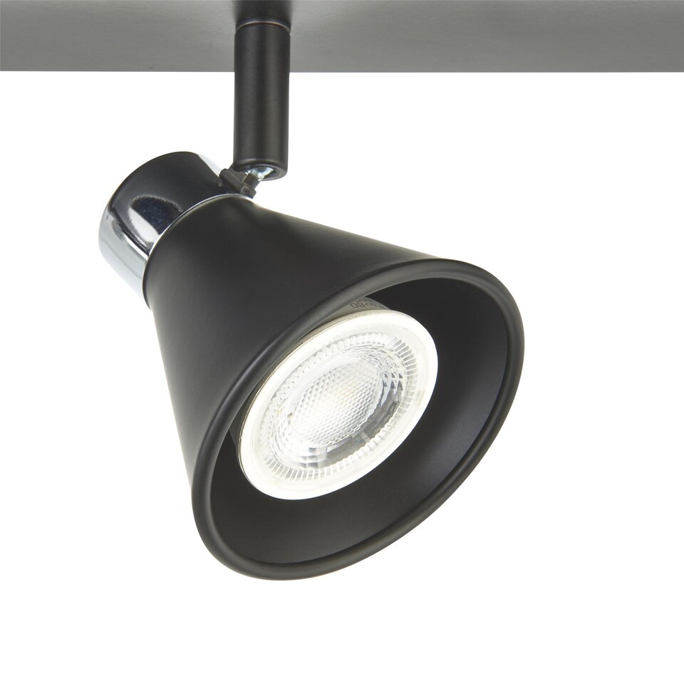 image 1 of Burton - Matt Black & Chrome Detail 4 Way Adjustable Ceiling Spotlight