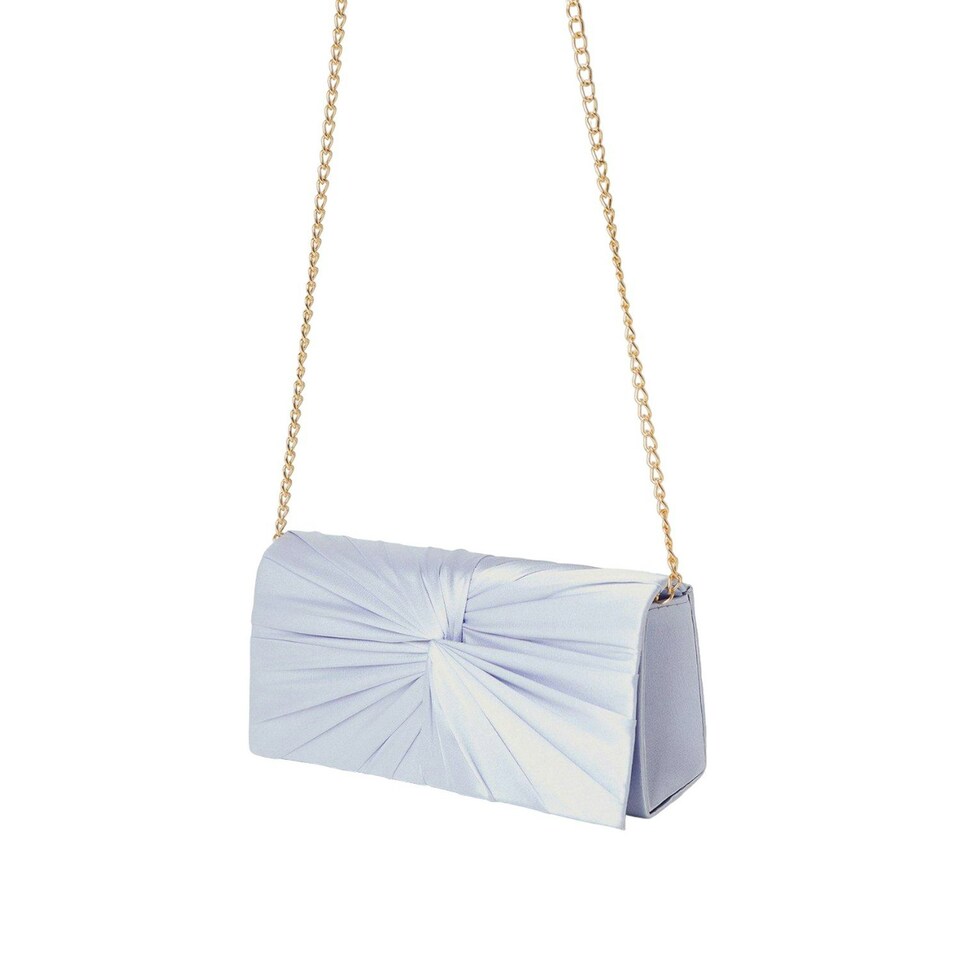 image 1 of Dorothy Perkins Beauty Satin Twisted Clutch Bag - Blue - One Size Blue