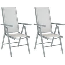 Outsunny 2PCS Folding Chair w/ Breathable Mesh Back and Seat | Grey | Light Grey | One Size