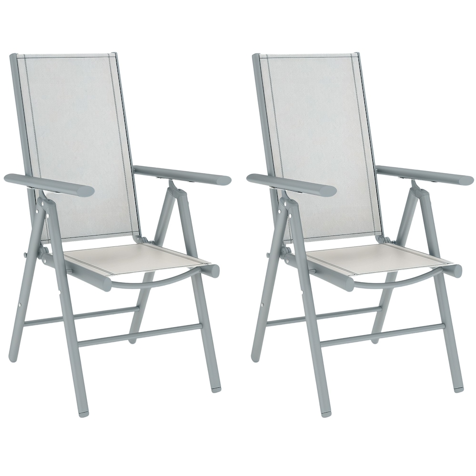 image 1 of Outsunny 2PCS Folding Chair w/ Breathable Mesh Back and Seat | Grey | Light Grey | One Size