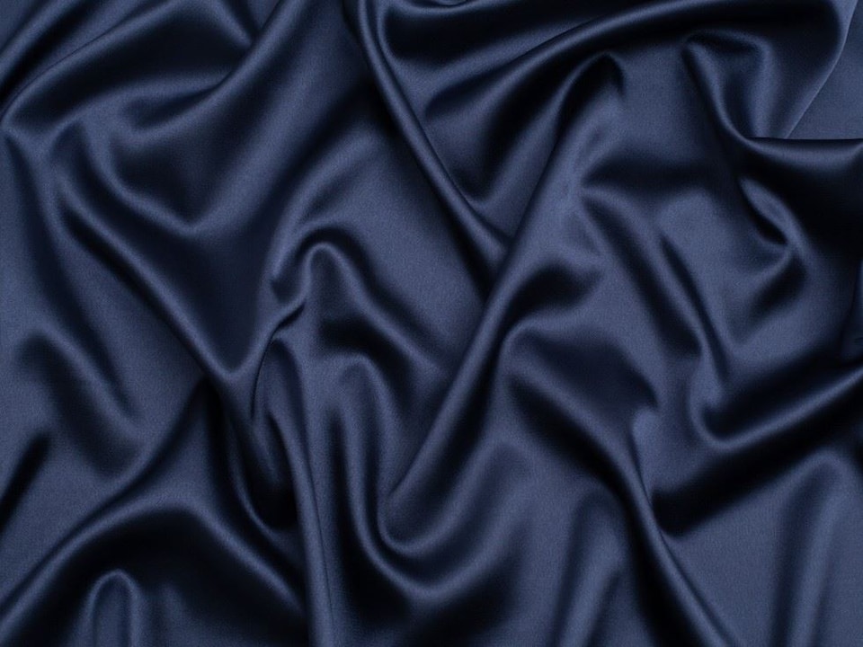 Minerva Core Range Navy Light Stretch Woven Satin Fabric for Dressmaking, 145cm / 57" Wide - per metre