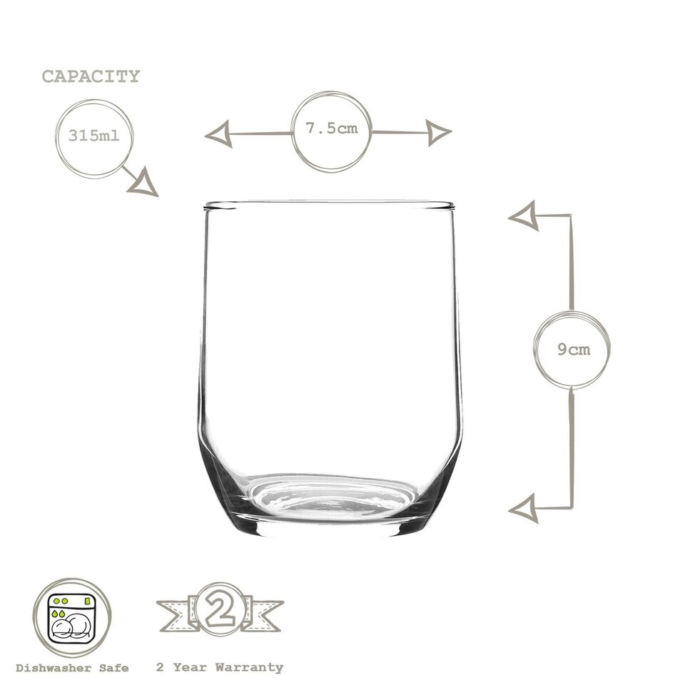 image 1 of LAV Sude Whisky Glasses - 315ml - Clear - Pack of 6 Clear