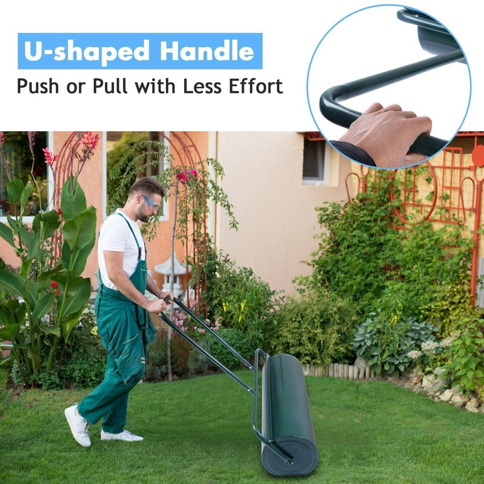 image 1 of COSTWAY 48L Steel Garden Lawn Roller Water Sand Filled