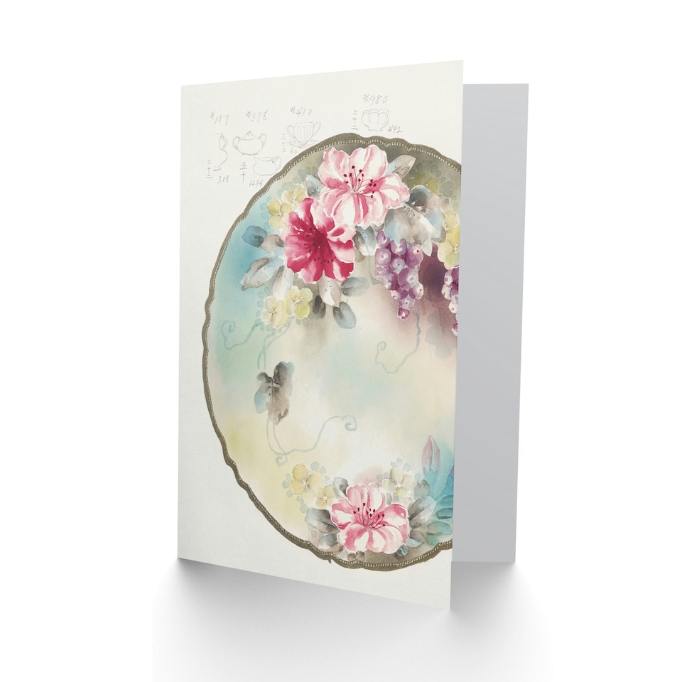image 1 of Noritake Factory Japanese Art Card Vintage Floral Design For Plate