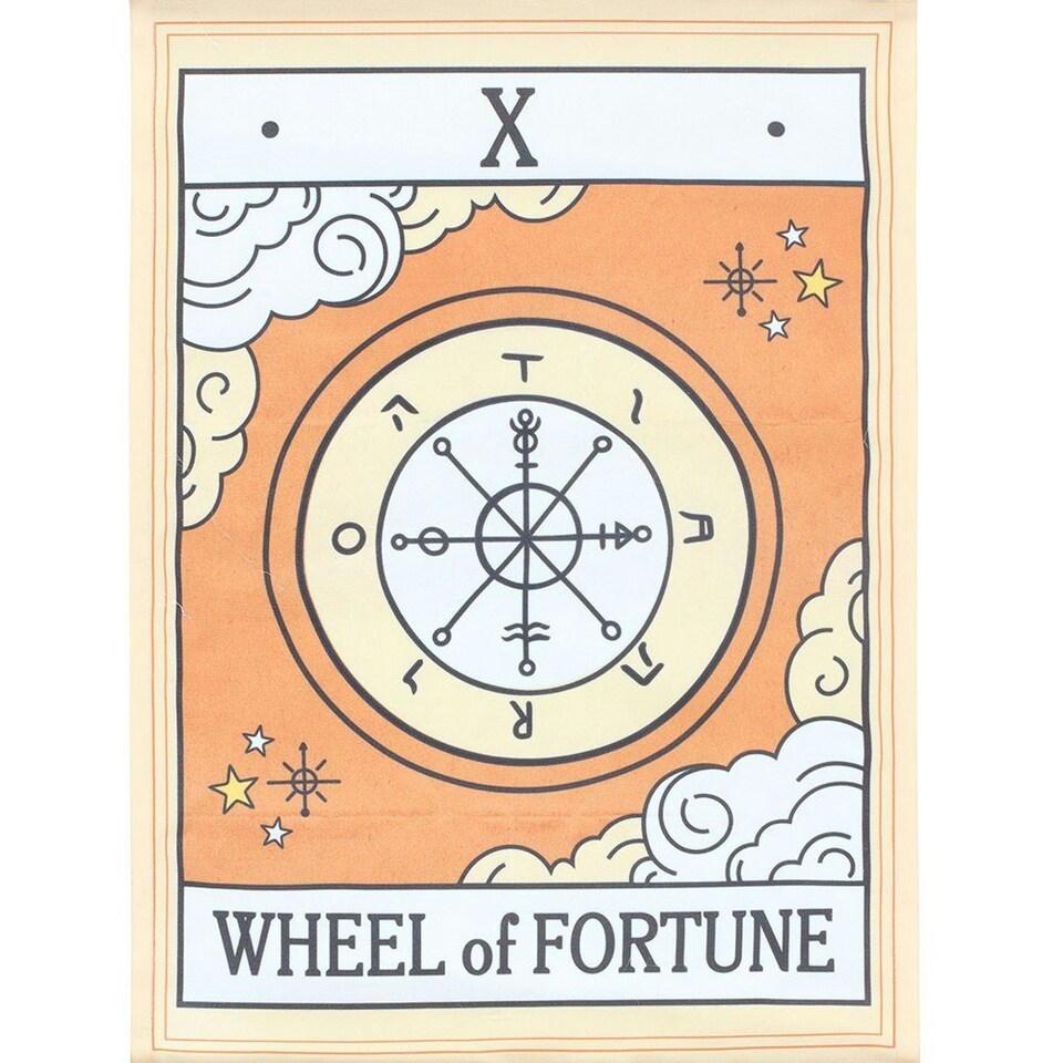 image 1 of Something Different The Wheel Of Fortune Vintage Tarot Wall Hanger - Brown/White - One Size