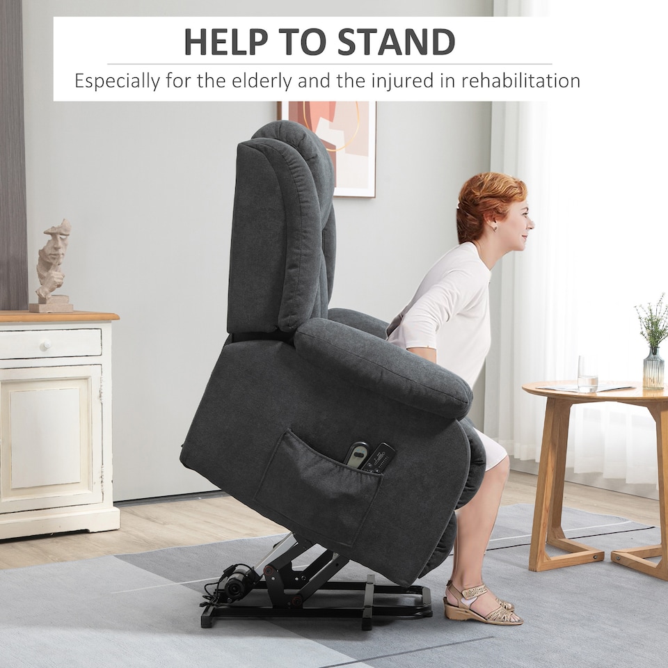 image 1 of HOMCOM Power Lift Recliner, Lift Chair with Vibration Massage, Dark Grey