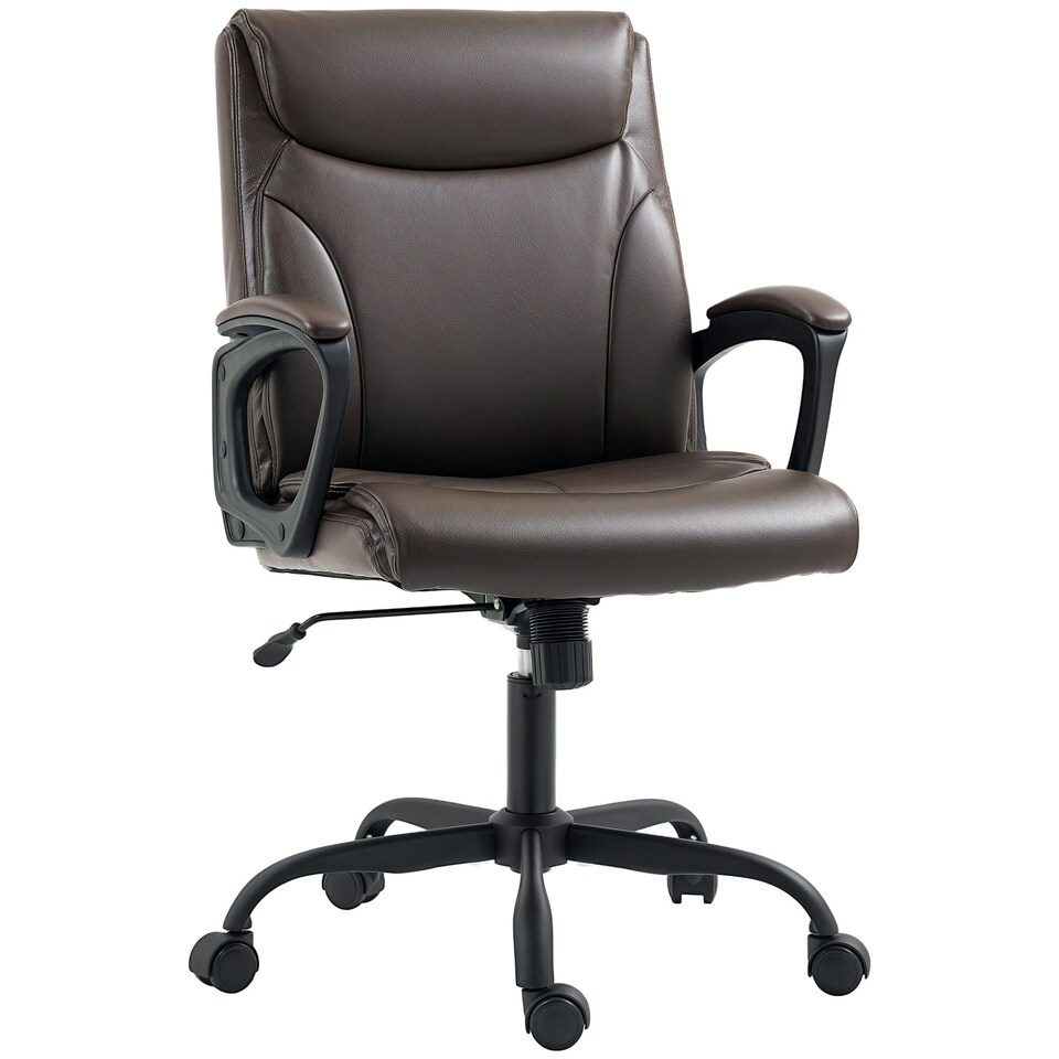 image 1 of HOMCOM Faux Leather Desk Chair with Tilt Function for Home Office Black