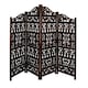 image 1 of 4 Panel Heavy Duty Carved  Screen Wooden Gamla Design Room Divider Dark Brown 200 x 180 cm | Brown | Dark Brown | 200 x 180 cm