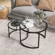 image 7 of HOMCOM Coffee Table Set of 2, Modern Nest of Tables with Tempered Glass Top, Steel Frame for Living Room, Black | Black