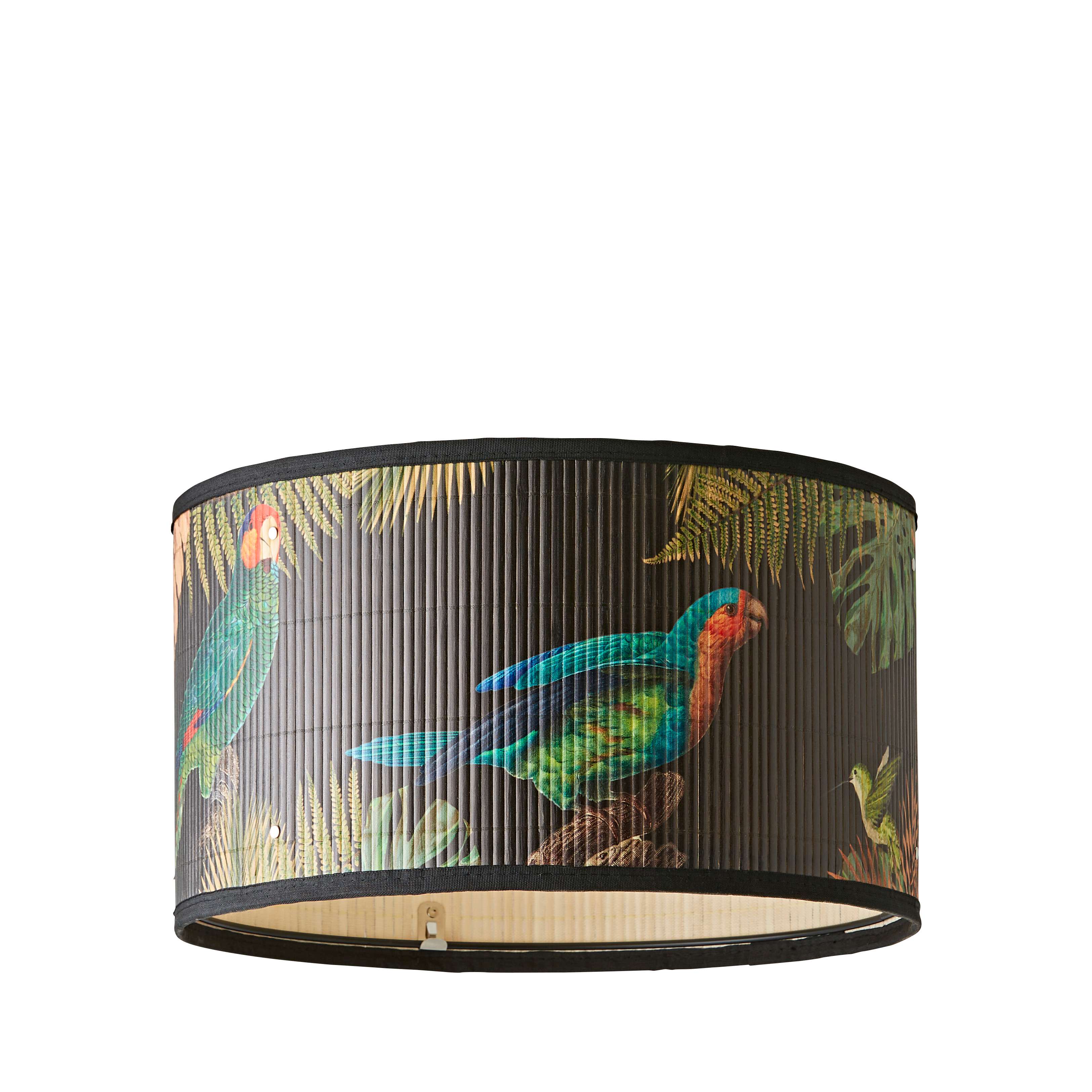 ValueLights Daintree Bamboo Dark Jungle Drum Easy Fit Light Lamp Shade with Bulb in Natural | Size: Medium