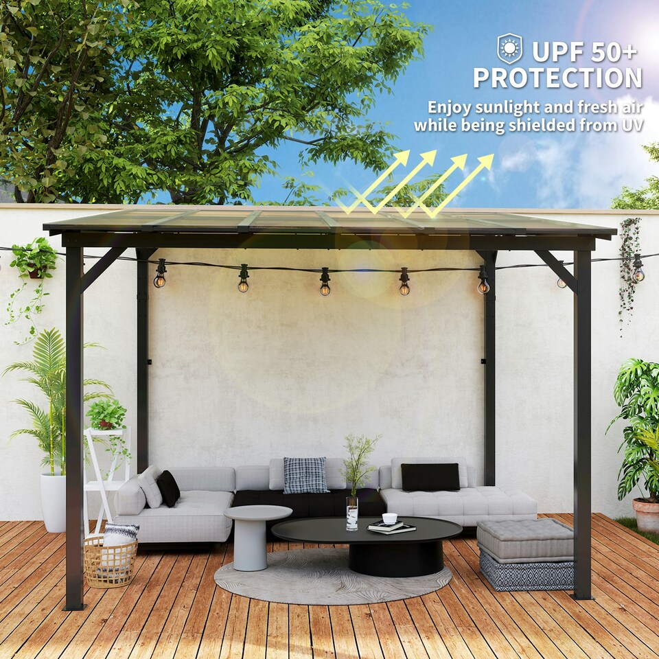 image 1 of 3 x 3(m) Pergola Kit Gazebo with UPF 50+ and Waterproof Polycarbonate Roof