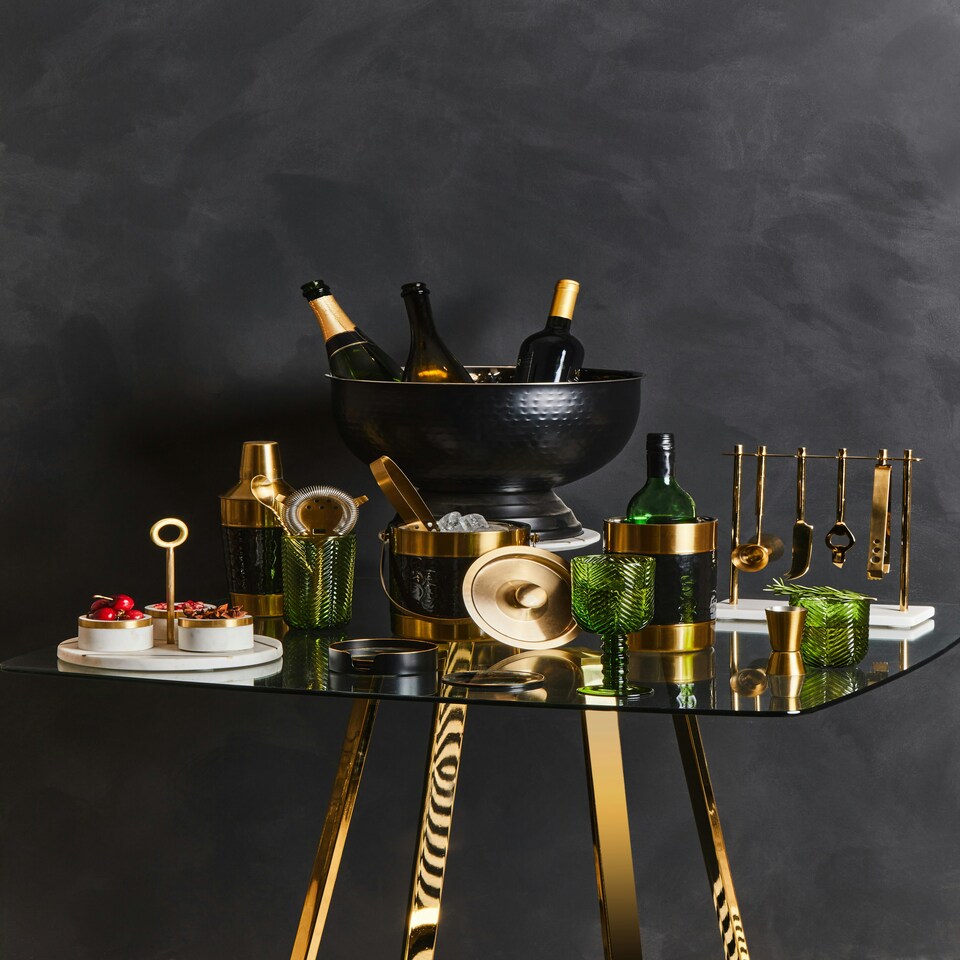 image 1 of Metropolitan Square Gold Finish Dining Table Gold