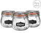 image 1 of Argon Tableware Glass Storage Jars with Labels - 500ml - Orange Seal - Pack of 6