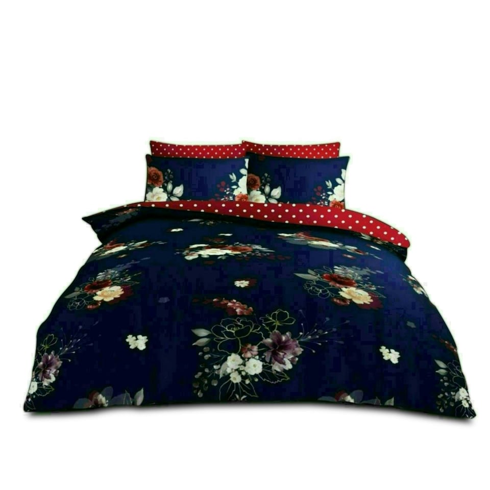image 1 of Eden Floral Printed Duvet Cover Set Reversible Polycotton Beddings Multi | King
