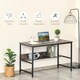 image 5 of HOMCOM 2-Tier Writing Desk Metal Frame Smooth Shelves Storage Shelf Rustic Brown