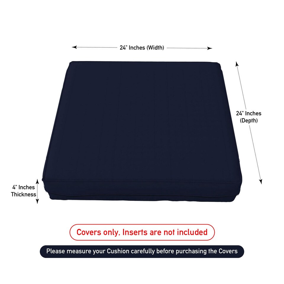 image 1 of Covers&All Square Cushion Slipcover for Patio Couch Sofa Seats Cover only, Pack of 2, 24in D x 24in W, Navy Blue