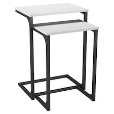 2 pc C-Shaped Nesting Side Tables White | Unit Colour: White