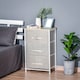 image 2 of HOMCOM Vertical 3-Tier Linen Drawer Cabinet Organizer Storage Dresser Tower with Metal Frame Adjustable Feet for Living Room, Bathroom, Kitchen, White, Oak and Light Grey