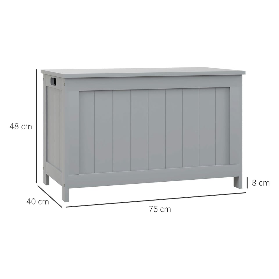 image 1 of HOMCOM Storage Chest with 2 Safety Hinges, Modern Storage Bench, Grey