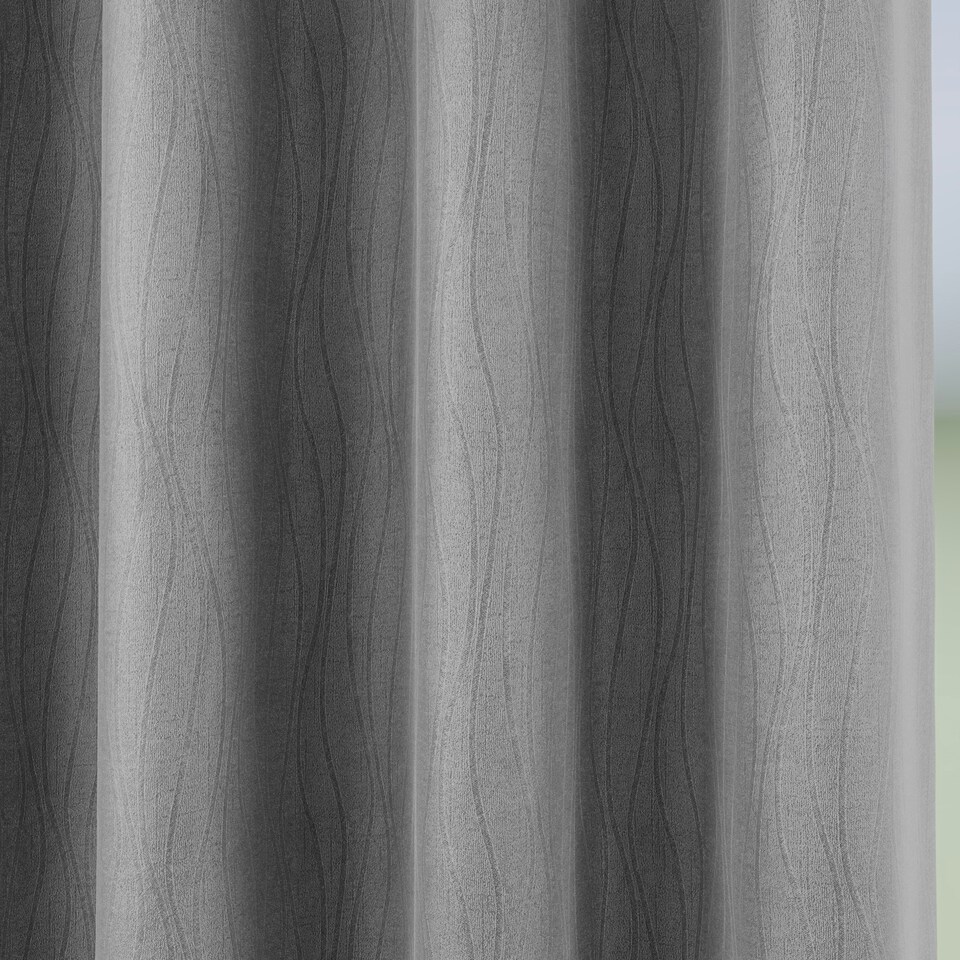 image 1 of Goodwood Silver Curtains 46 x 54 inch (117 x 137 cm) Room Darkening Eyelet Thermal Noise Reducing Curtains for Bedroom and Living Room