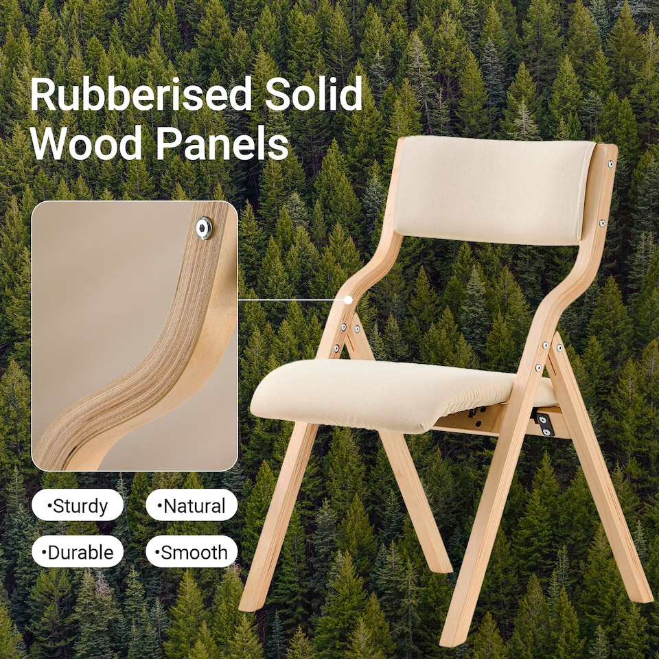 image 1 of SoBuy FST40-W,Folding Dining Chairs Wooden Padded Chair with Backrest