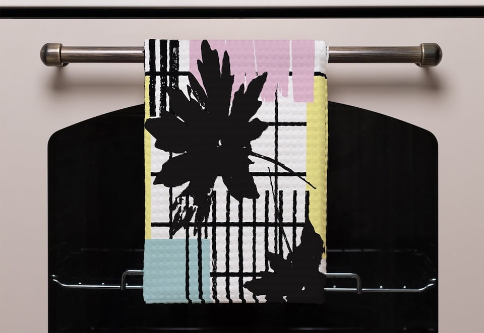 image 1 of Geometric Shape & Leaf Print (Kitchen Towel)