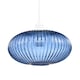image 2 of Modern Designer Navy Midnight Blue Line Ribbed Glass Oval Pendant Lamp Shade | Blue | Midnight Blue | 1