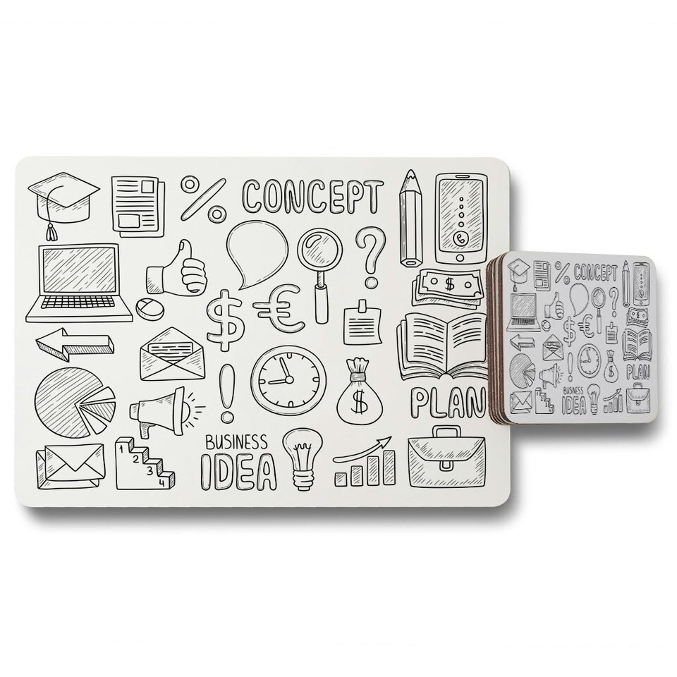 image 1 of Business doodles (Placemat & Coaster Set)