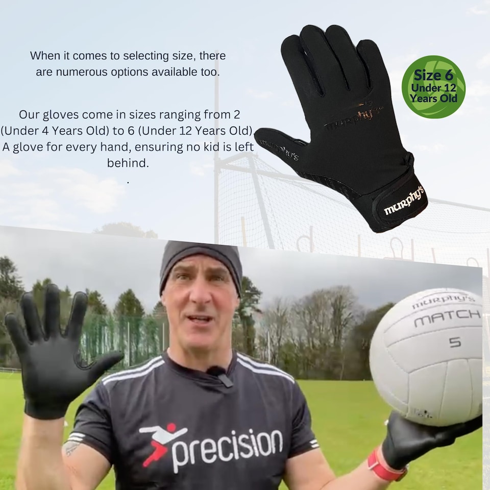 image 1 of Murphy's Gaelic Gloves Junior, 6 / Under 12, Black