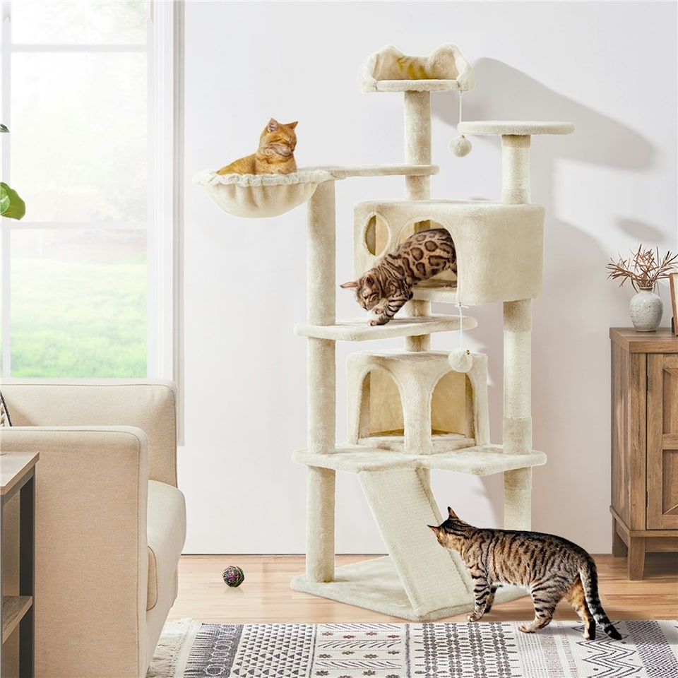 image 1 of Yaheetech 146 cm Multilevel Indoor Cat Tree Tower for Kittens Beige