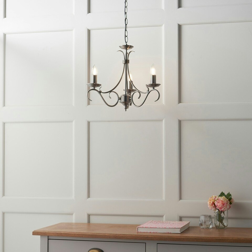 image 1 of Bernice 3 Light Multi Arm Ceiling Pendant Antique Silver, E14